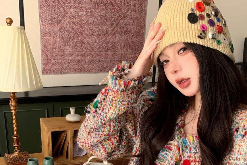 Frayed Multicolor Knit Jacket Product Image