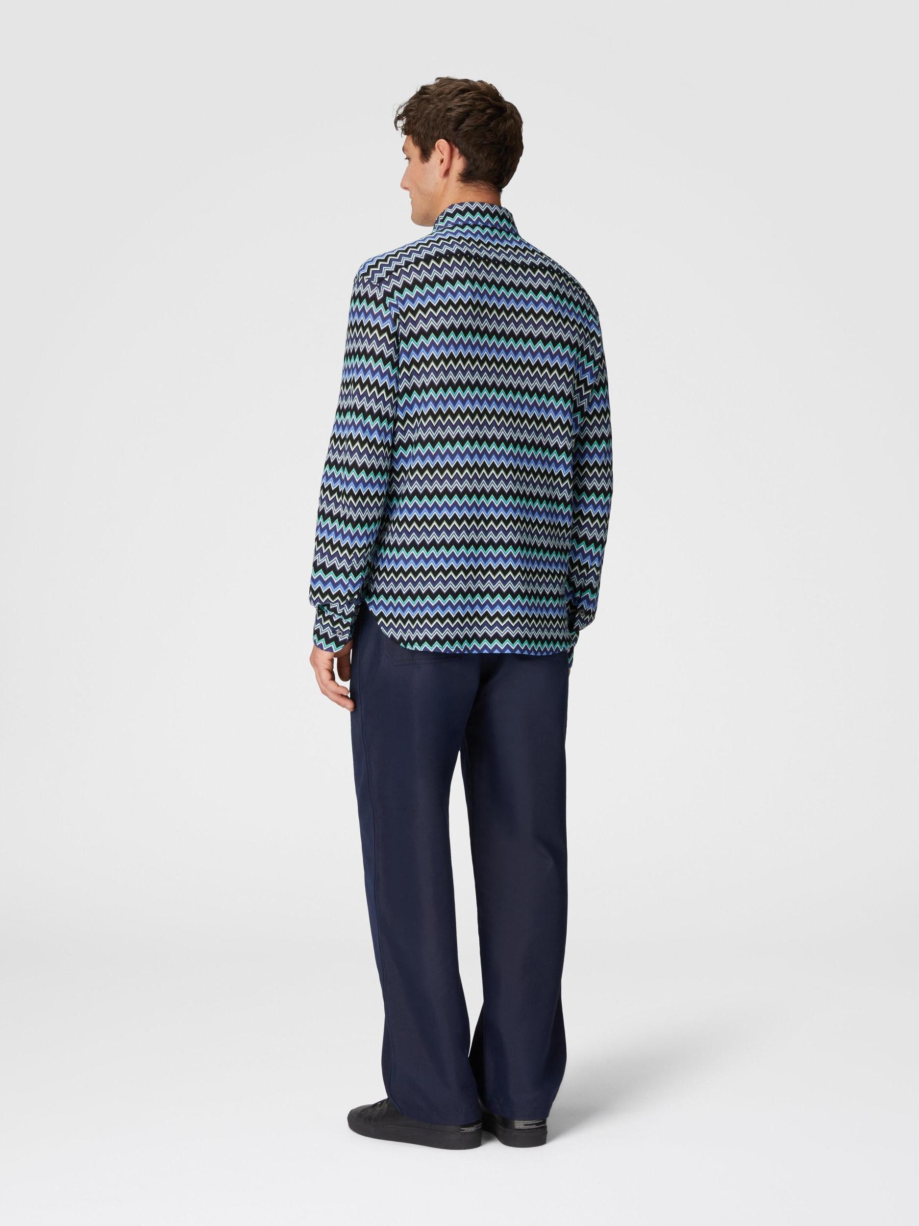 Zig zag cotton shirt with breast pocket Product Image