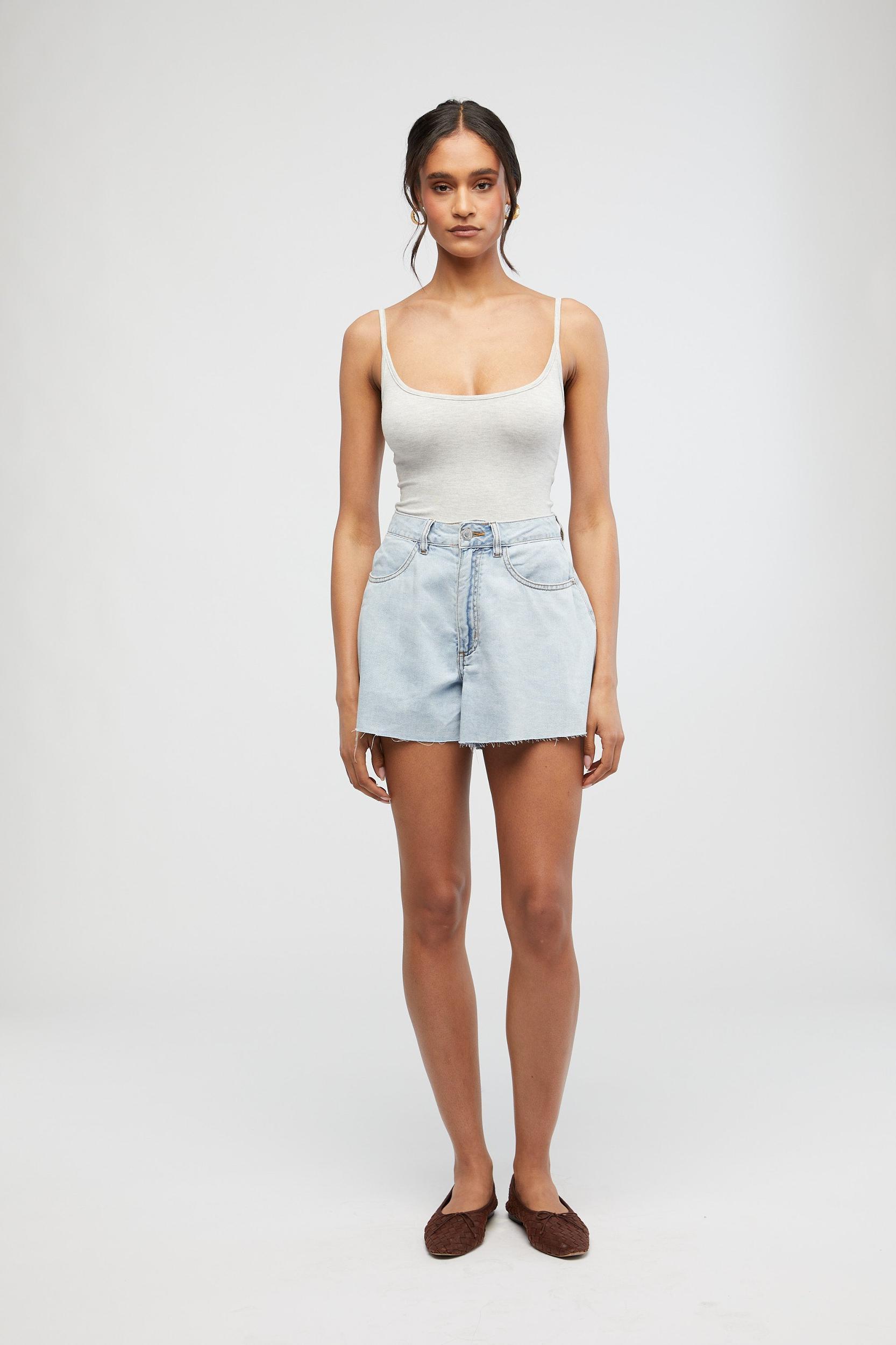 FINAL SALE WeWoreWhat | Scoop Cami Bodysuit | Heather Grey Product Image