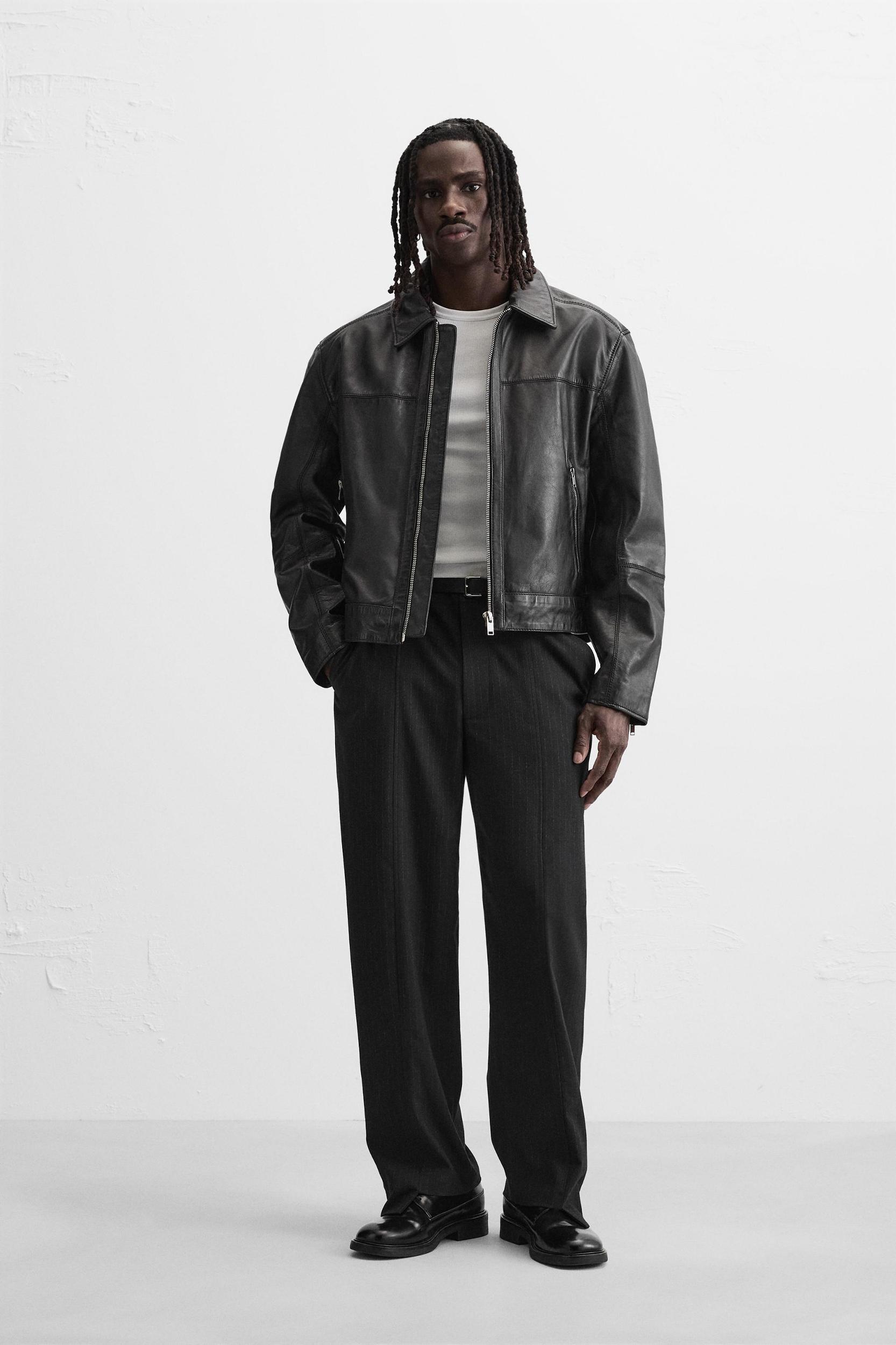 LEATHER BOXY FIT JACKET Product Image
