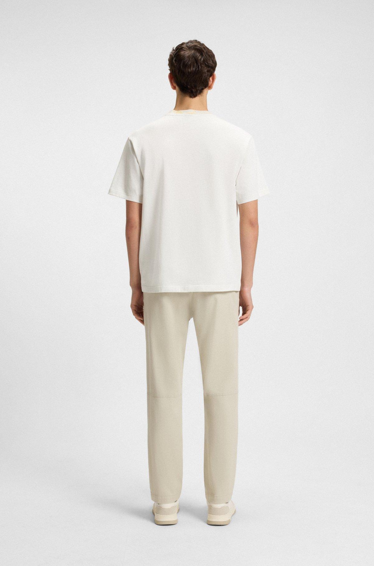BOSS - Cotton-jersey T-shirt with patterned collar - White Product Image