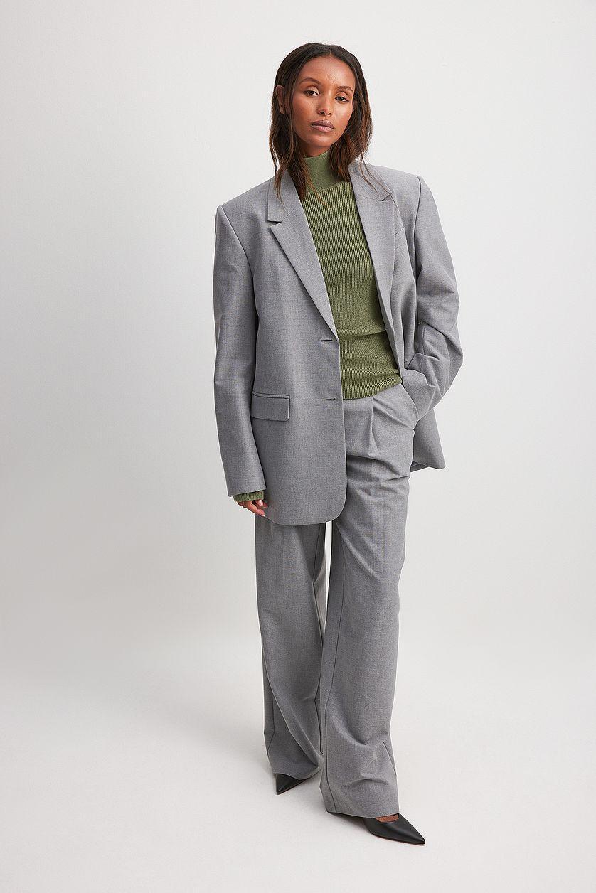 Long Sleeve Turtleneck Ribbed Knitted Top Product Image