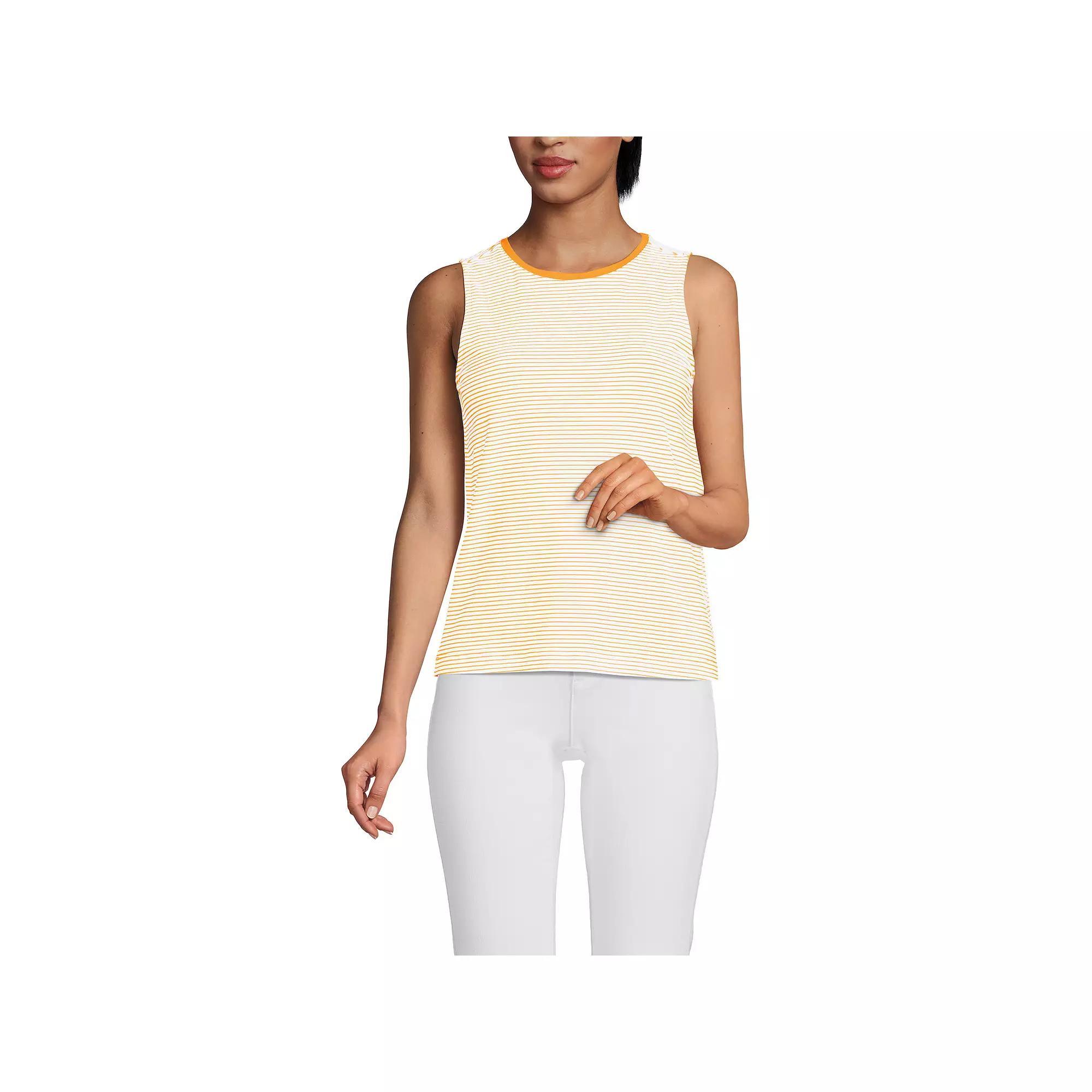 Women's Lands' End Lightweight Jersey Tank Top, Size: Large, Sweet Orange Stripe Product Image