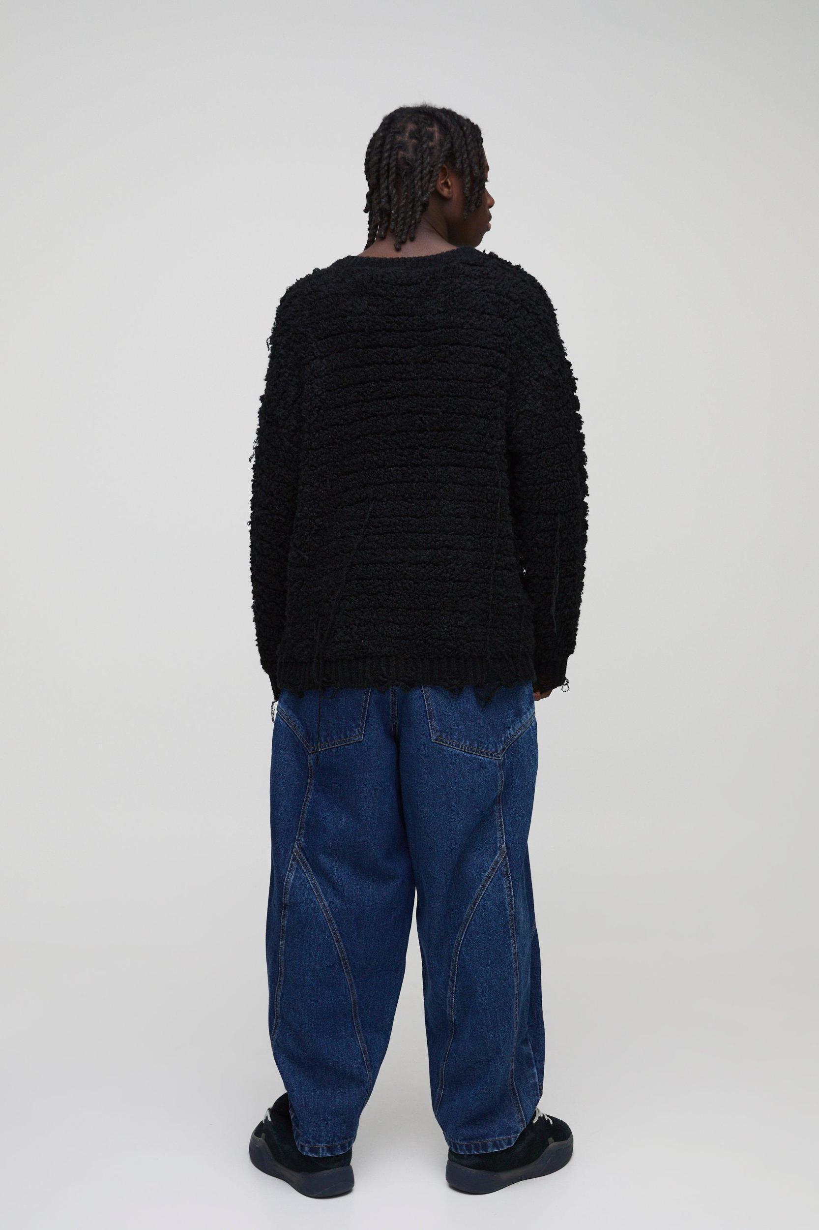 Balloon Rigid Panelled Printed Denim Jeans | boohooMAN USA Product Image