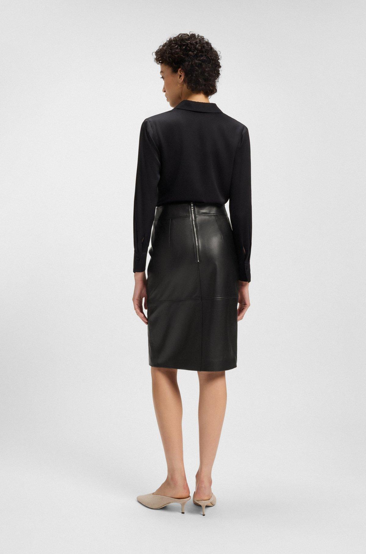 Slim-fit pencil skirt in grained leather Product Image