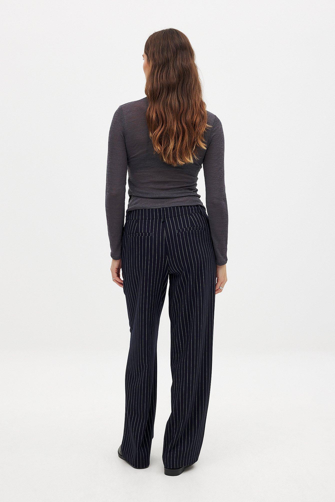 Straight Low Waist Suit Pants Product Image