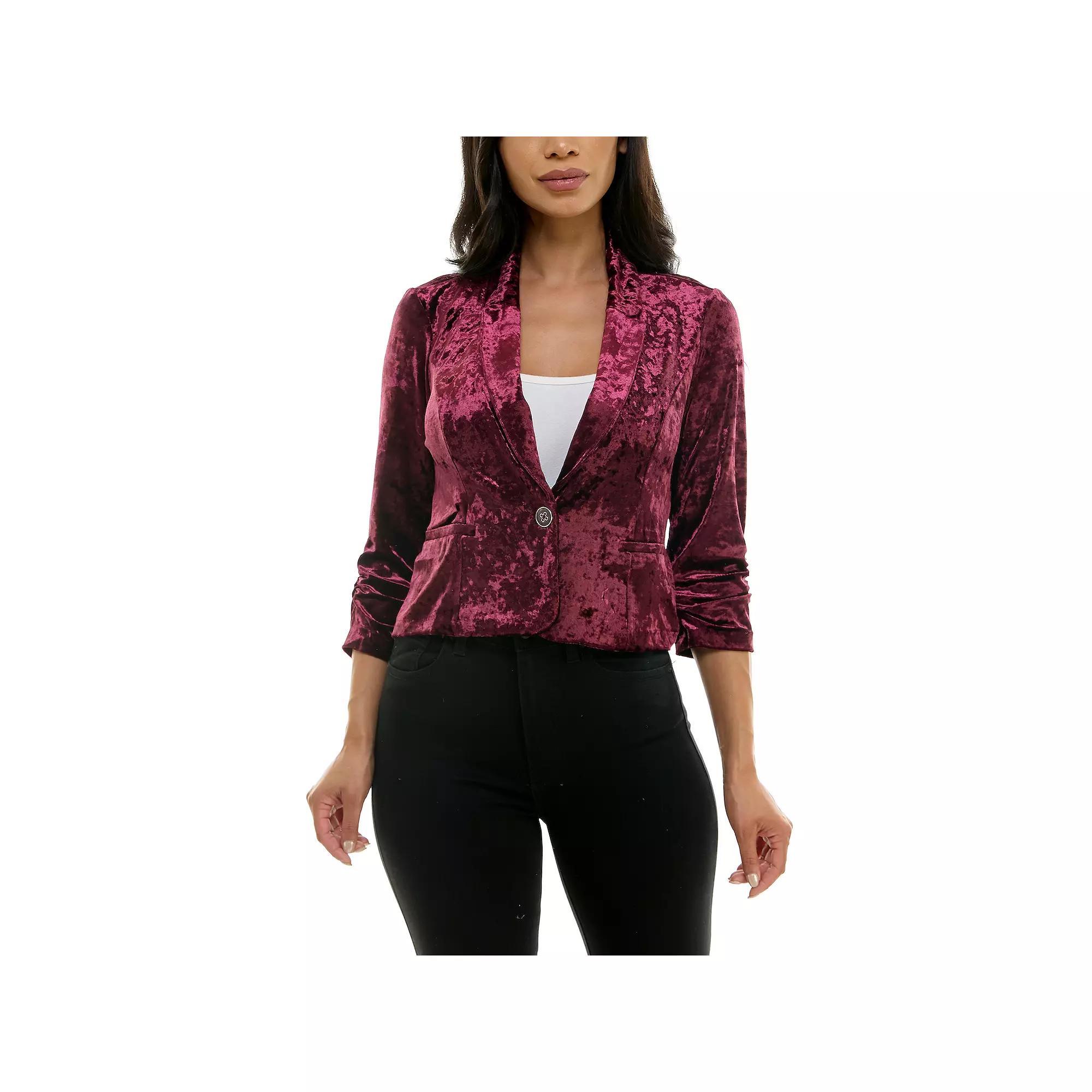 Women's Nina Leonard Velvet Cropped Blazer, Size: XL, Black Product Image