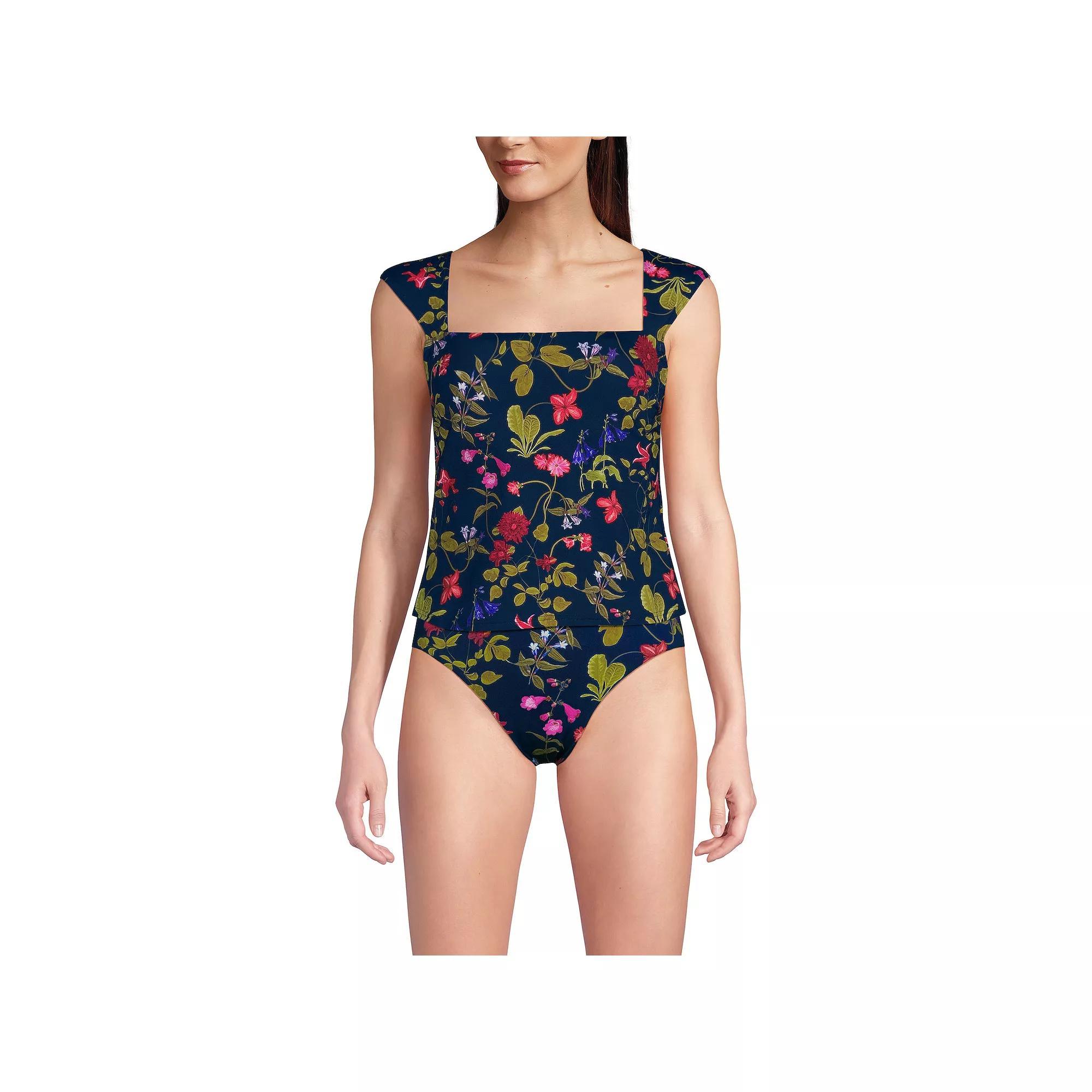 Petite Lands' End Square Neck Underwire Tankini Top, Women's, Size: 4 Petite, Garden Floral Product Image