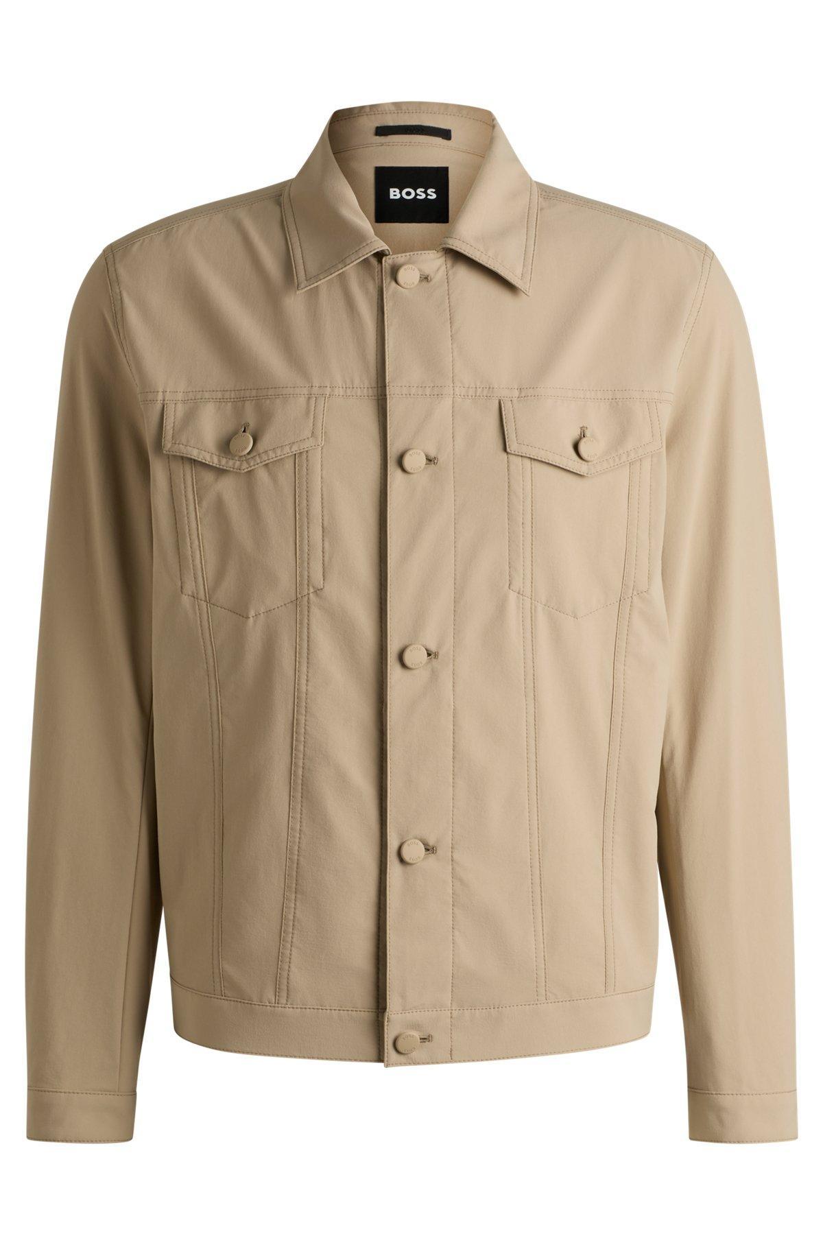 Relaxed-fit overshirt in washable stretch fabric Product Image