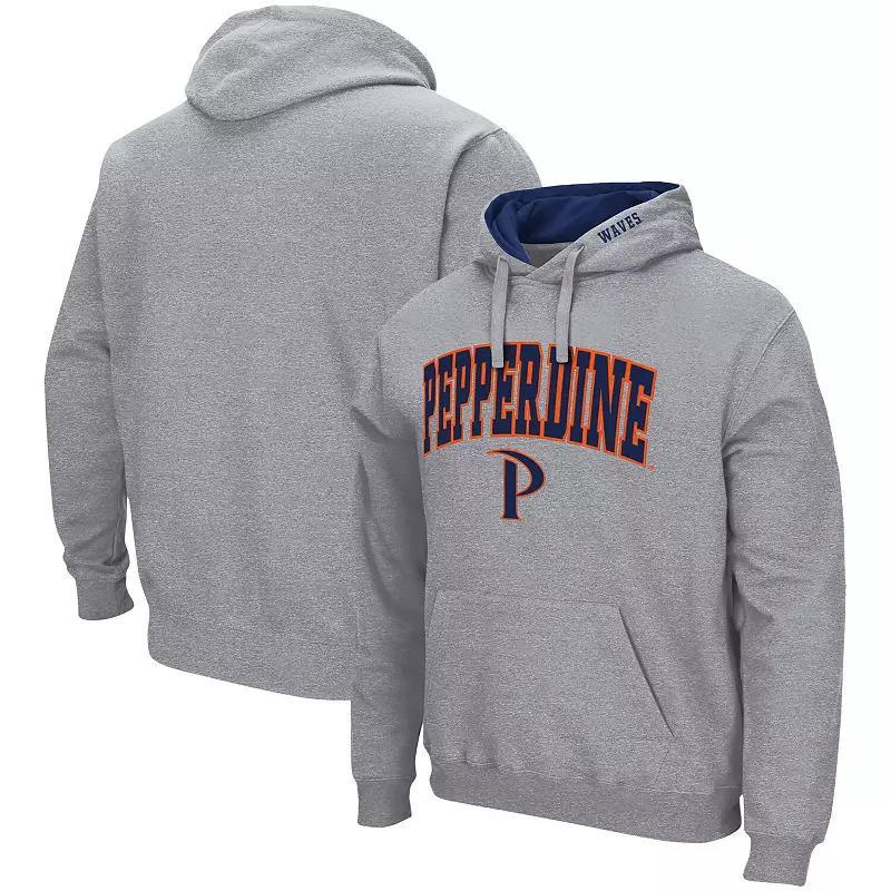 Men's Colosseum Heathered Gray Pepperdine Waves Arch and Logo Pullover Hoodie, Size: Large, Nc2 Grey Product Image