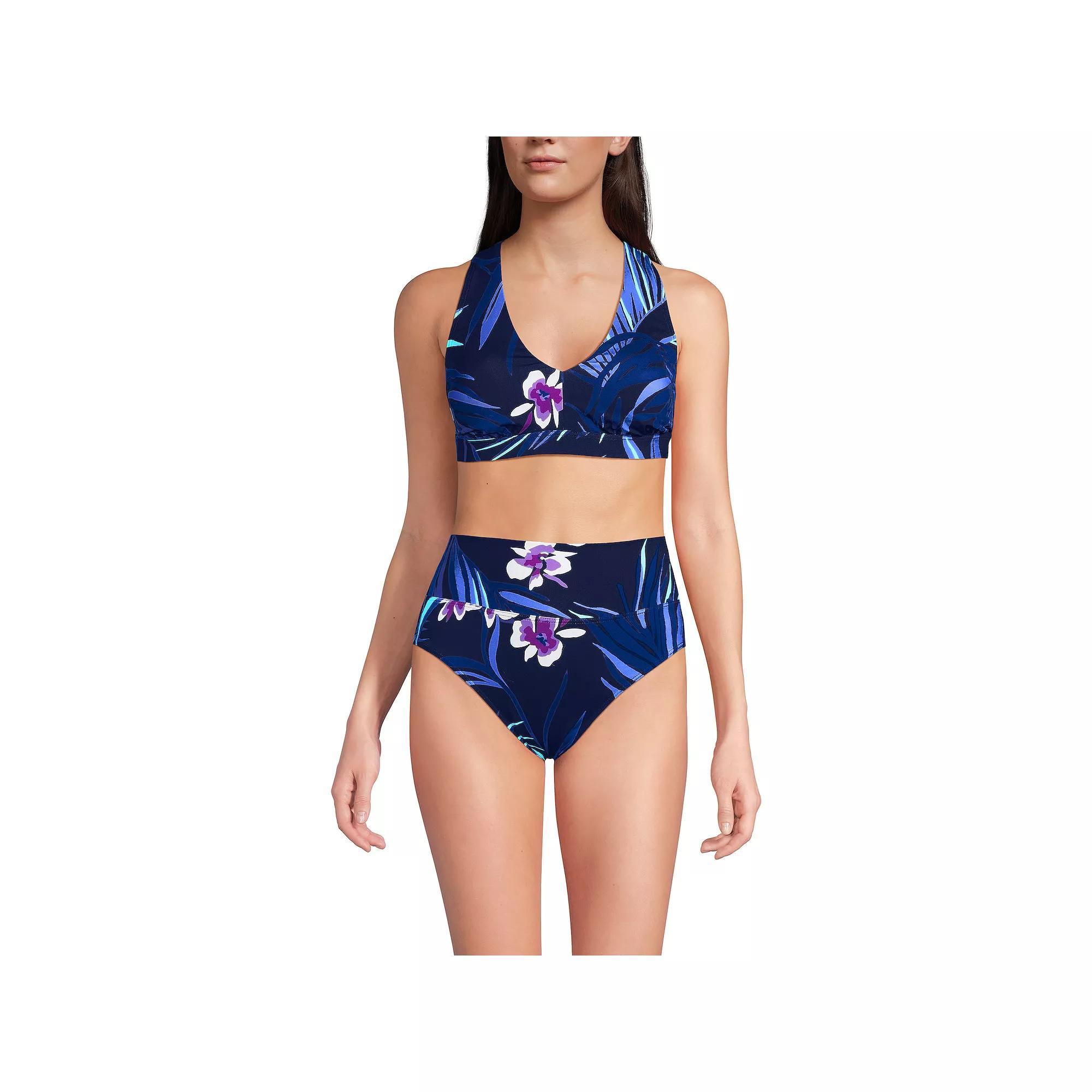 Women's Lands' End V-Neck Tankini & High Waisted Bottom 2-pc. Swimsuit Set, Size: Large, Black Product Image