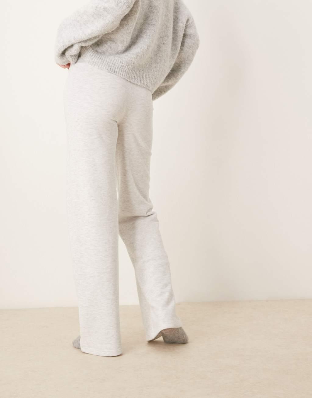 Gina Tricot slim low waist sweatpants in light gray melange Product Image