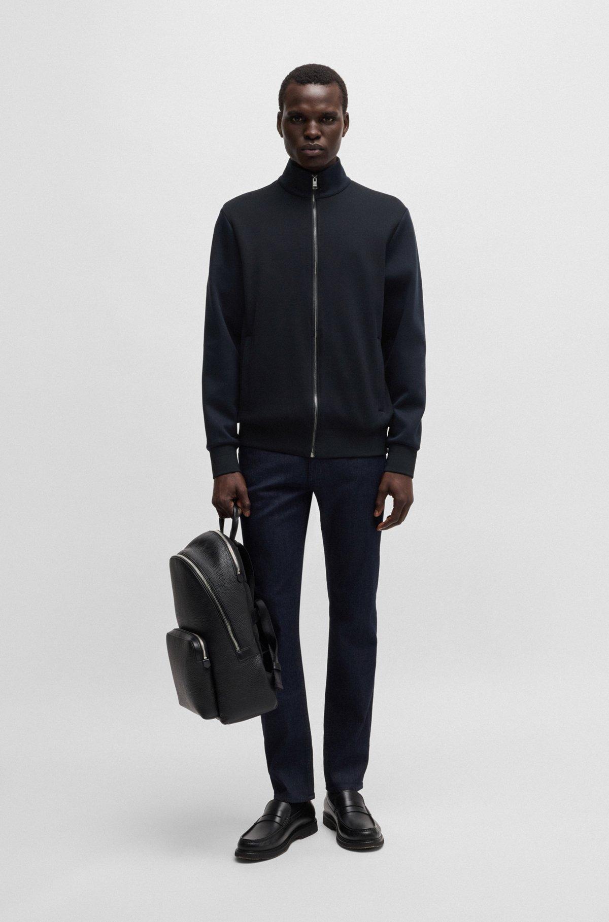 Boss Regular-Fit Zip-Up Sweater in Stretch Cotton Product Image
