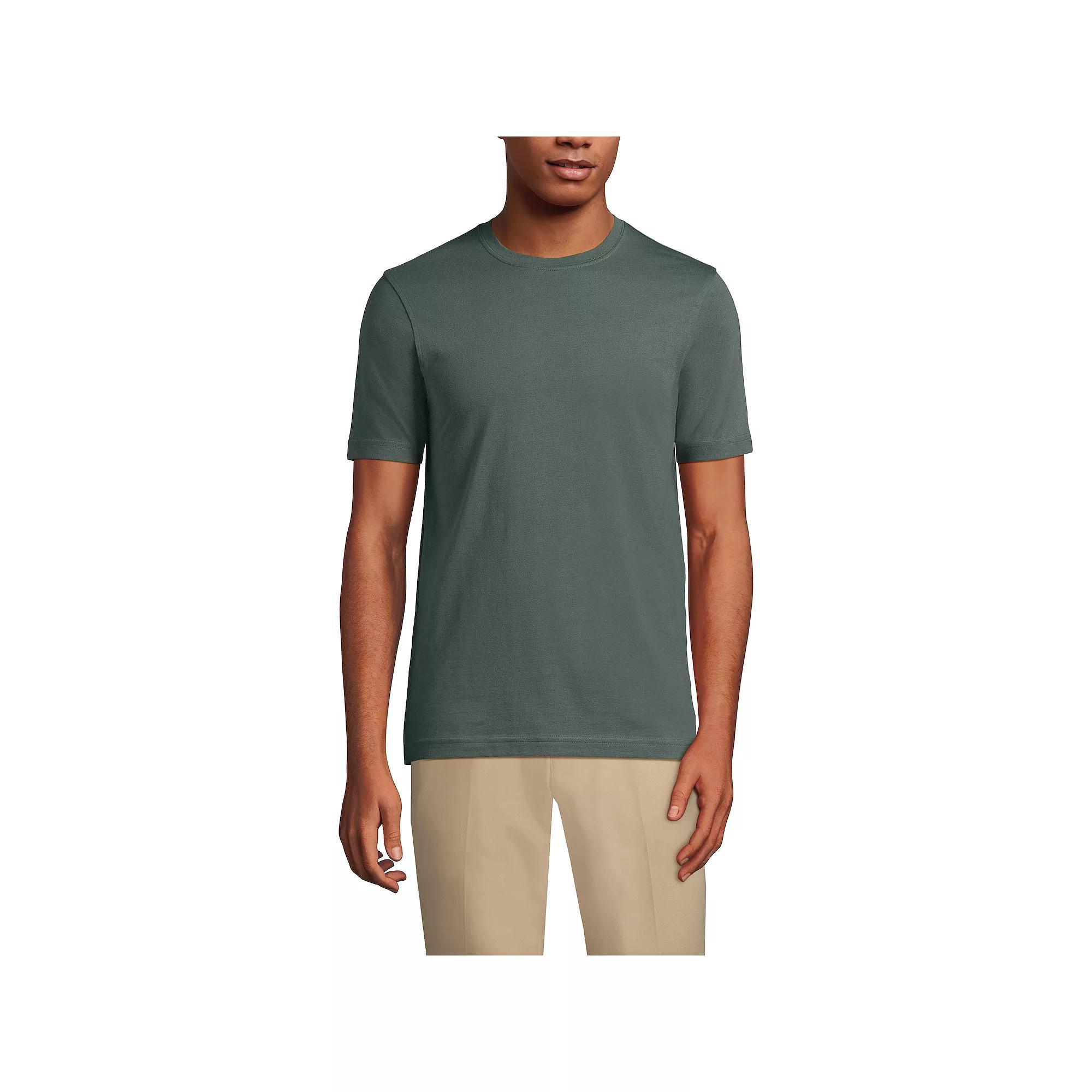 Men's Lands' End Supima Crewneck Tee, Size: Large, Grey Blue Stripe Product Image