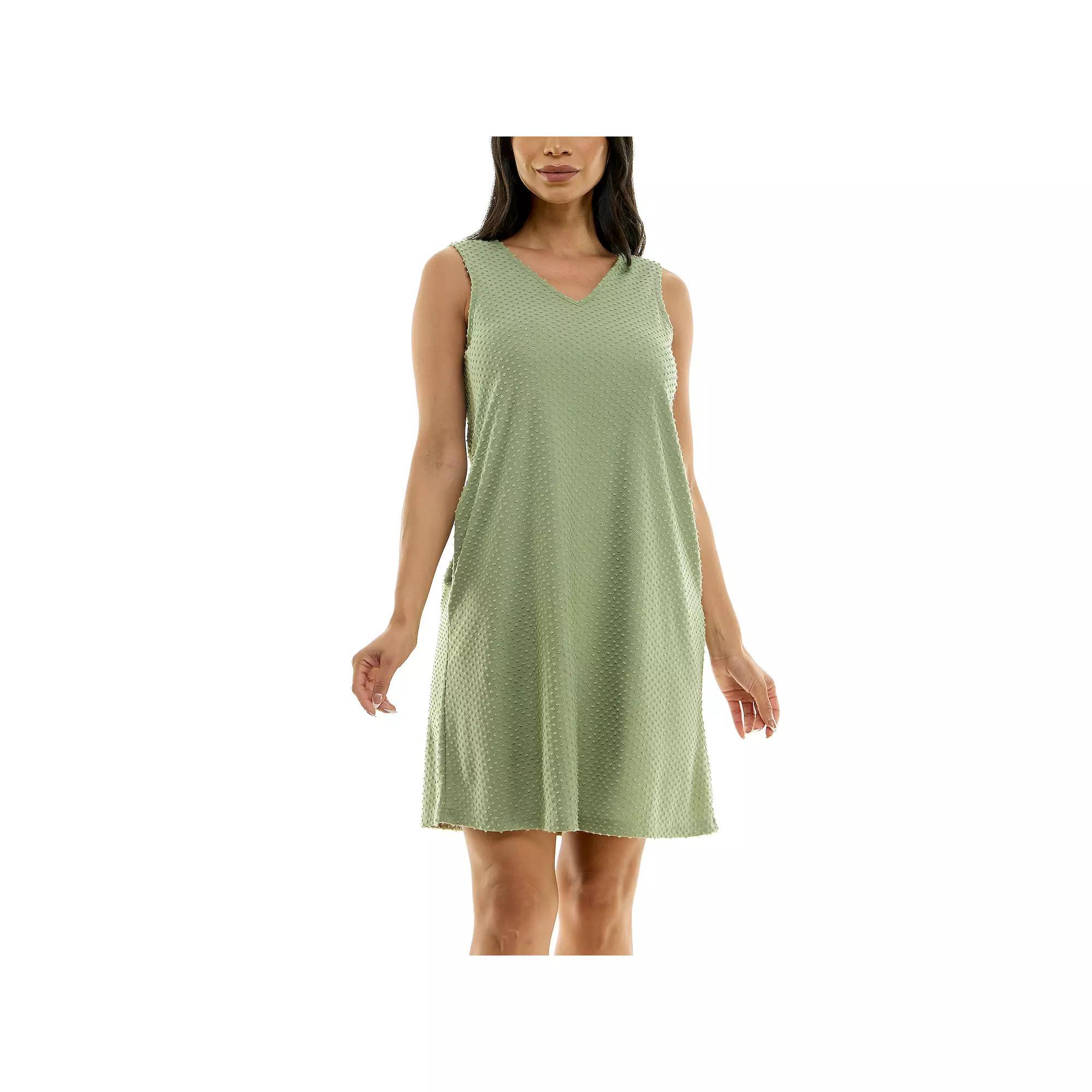Womens Nina Leonard V-Neck Reversible Trapeze Dress Light Green Product Image
