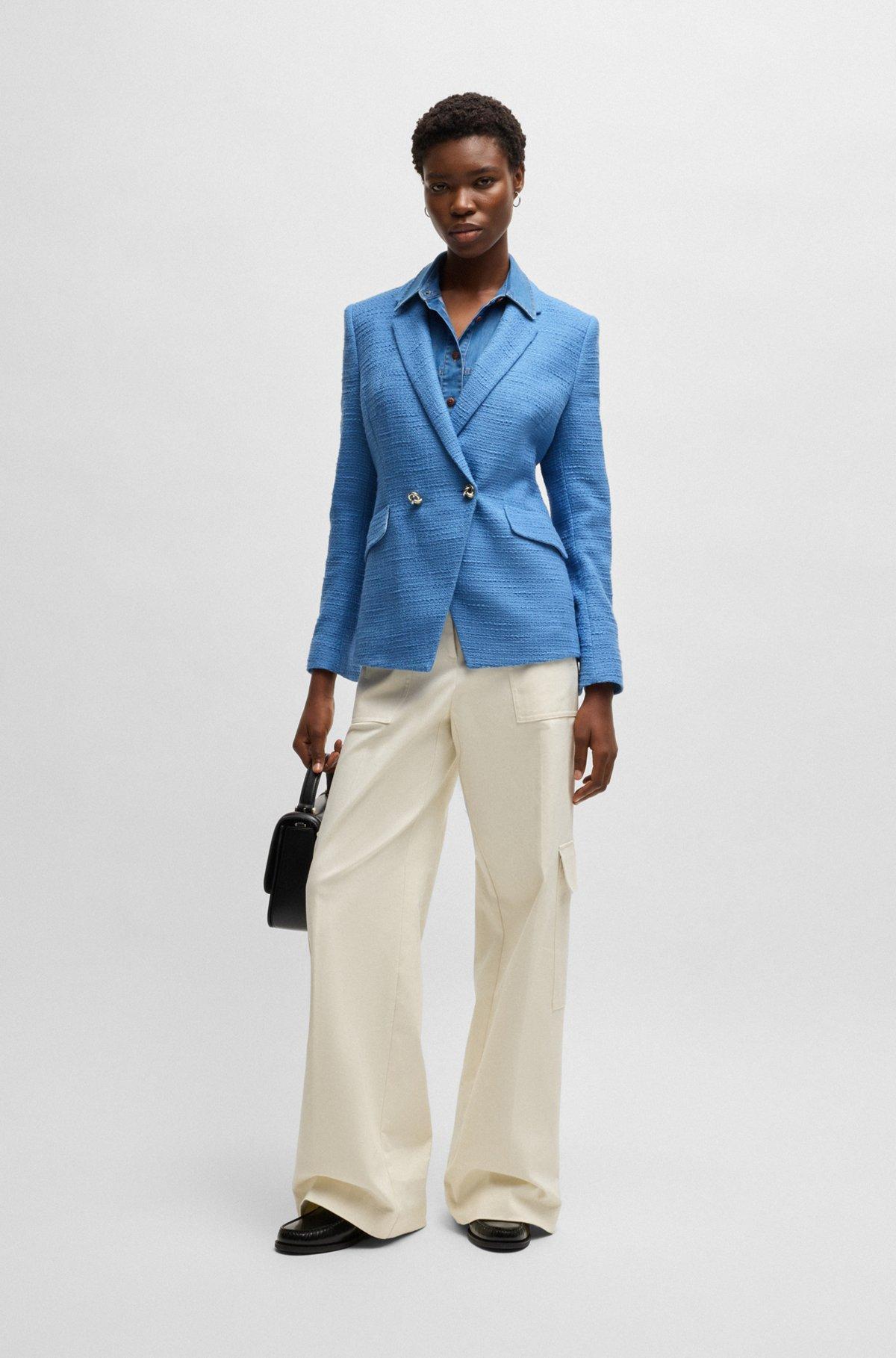BOSS - Slim-fit blazer in tweed - Blue Product Image