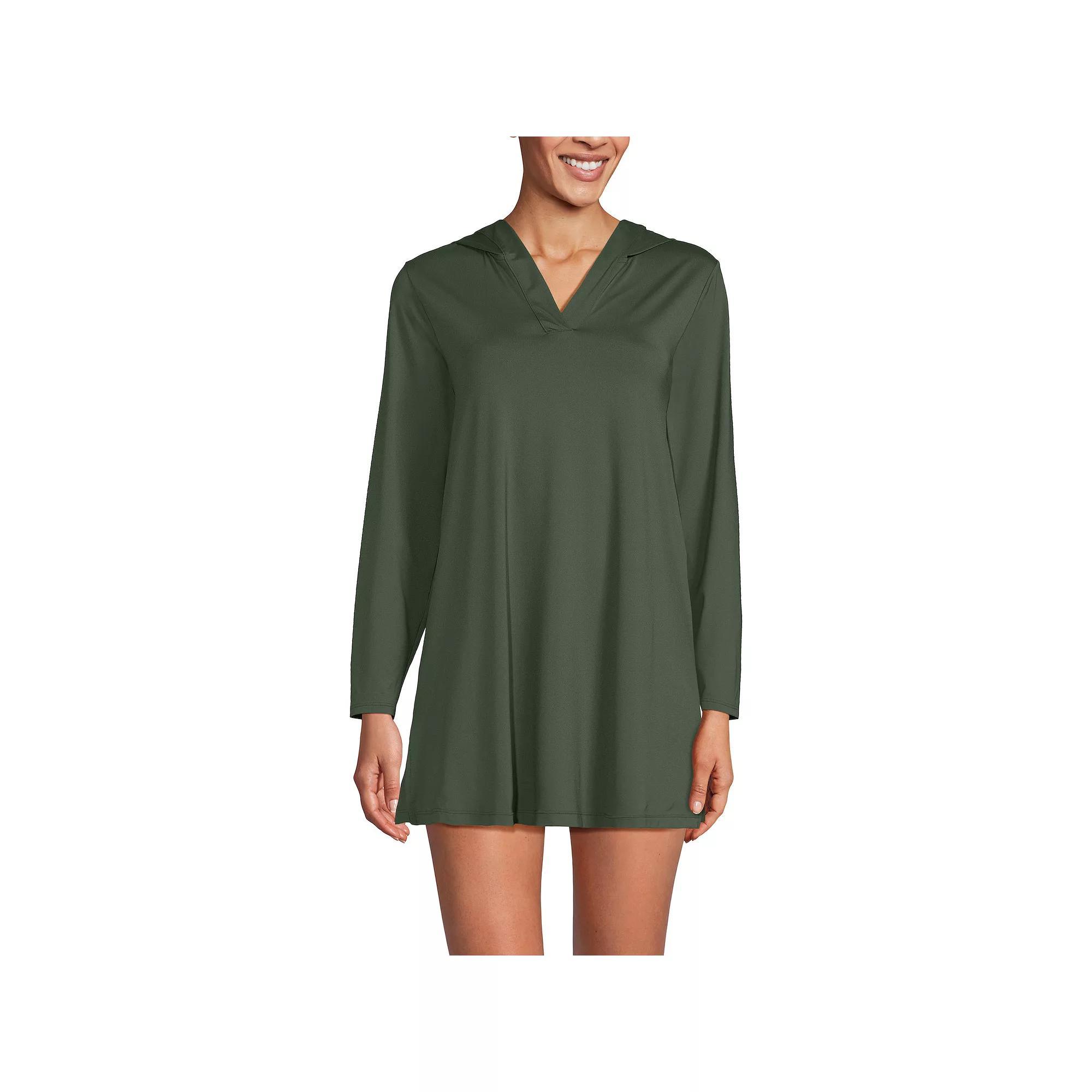 Women's Lands' End Hooded Mini Swim Cover-Up Dress UPF 50, Size: XS, Rich Olive Green Product Image