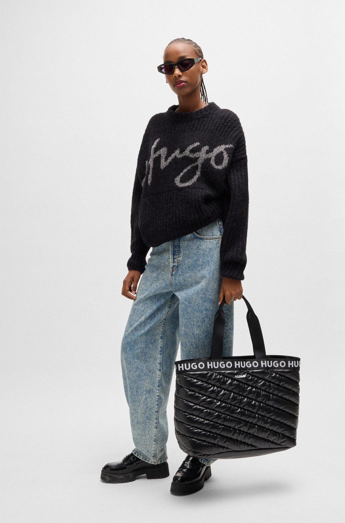 HUGO - Blue straight-fit jeans with wide leg - Dark Blue Product Image