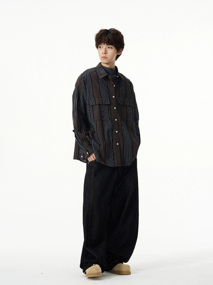 RT No. 11319 BLACK SCIMITAR WIDE DENIM JEANS Product Image