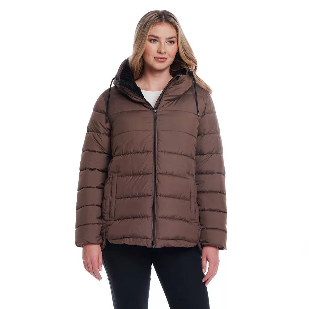 Women's Weathercast Hooded Puffer Coat with Cozy Pile, Size: Medium, Merlot Product Image