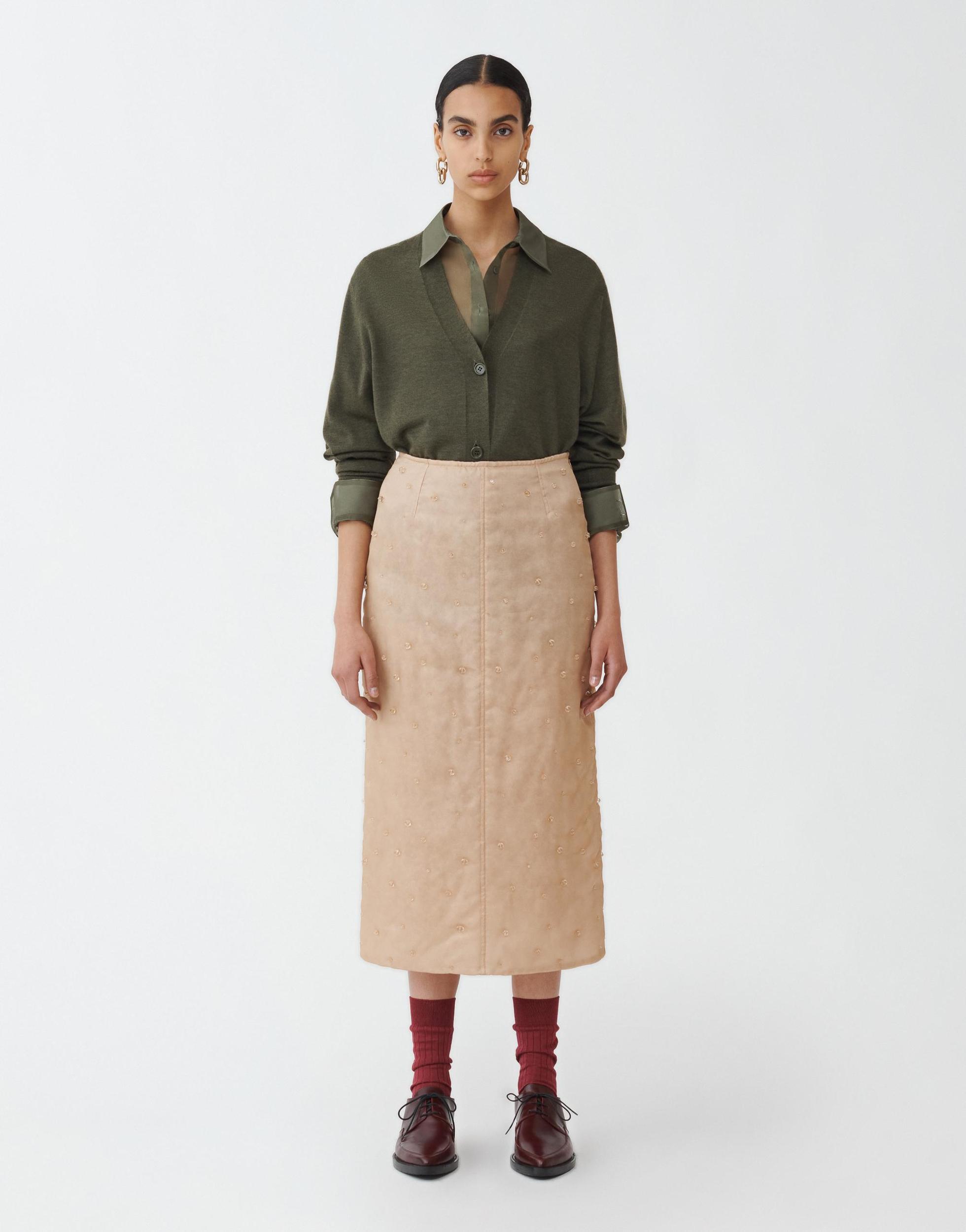 FABIANA FILIPPI Cashmere Silk Cardigan With Turn Up Cuff In Green Product Image