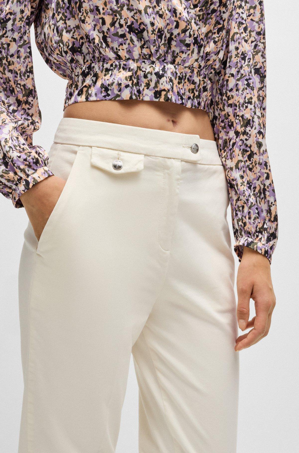 Casual trousers in stretch-cotton satin Product Image