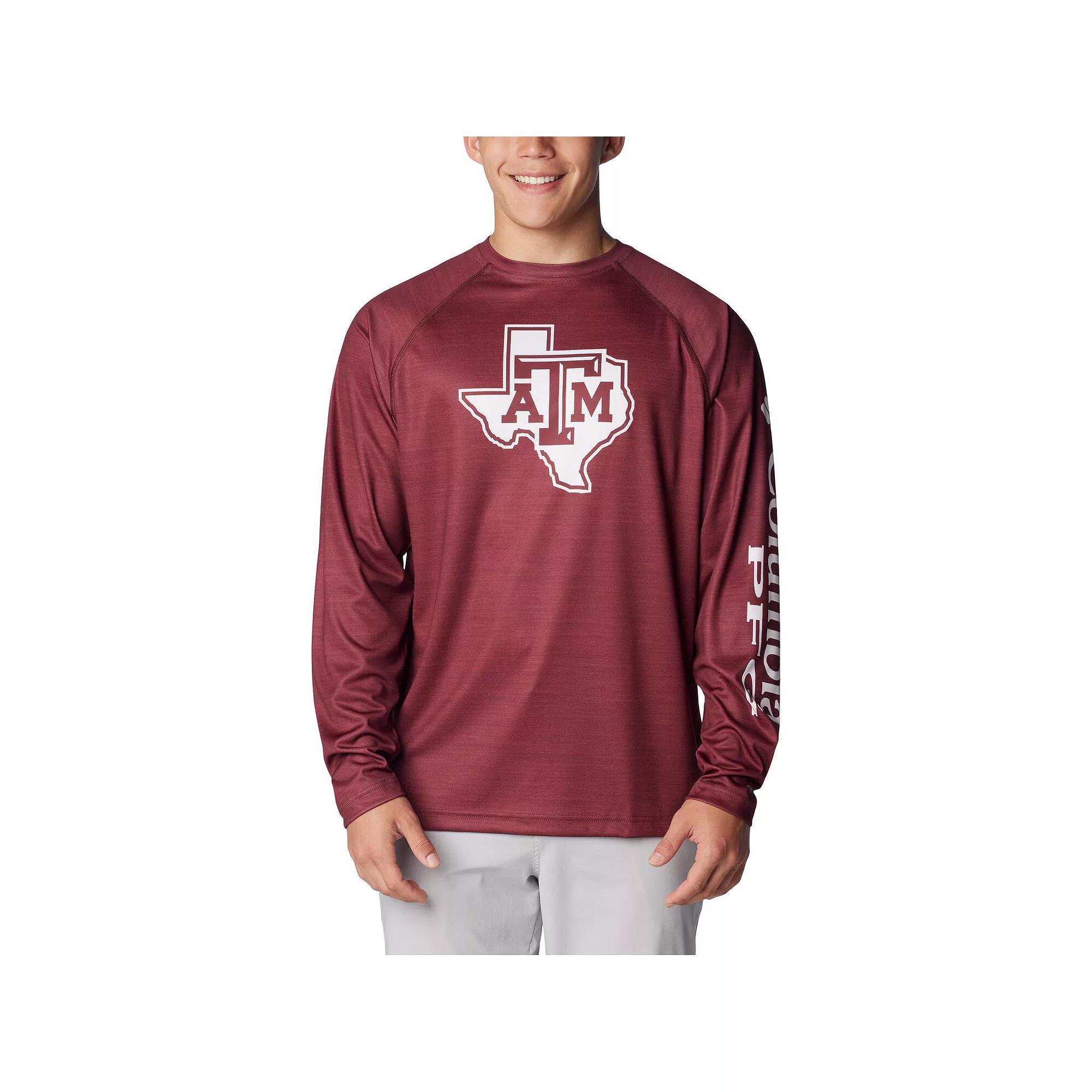 Men's Columbia  Maroon Texas A&M Aggies PFG Terminal Tackle Omni-Shade Raglan Long Sleeve T-Shirt, Size: Large, Red Product Image