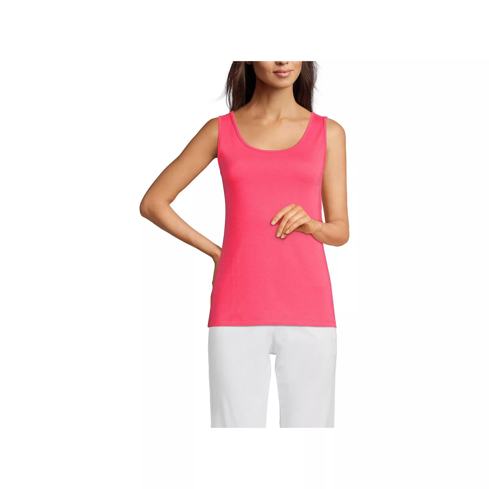 Women's Lands' End Cotton Tank Top, Size: XS, Green Graphic Floral Product Image