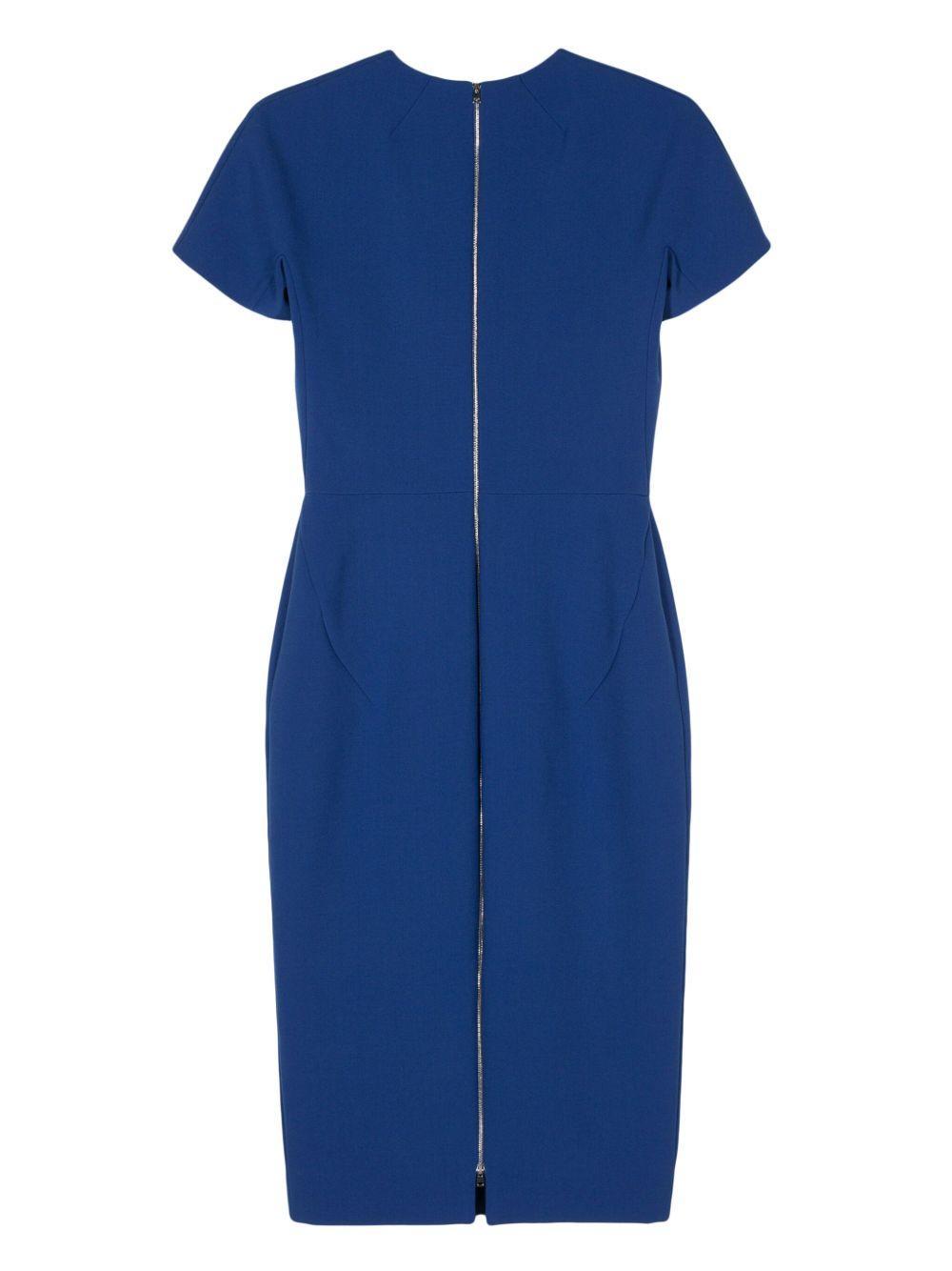 VICTORIA BECKHAM Round-neck Midi Dress In Blue Product Image