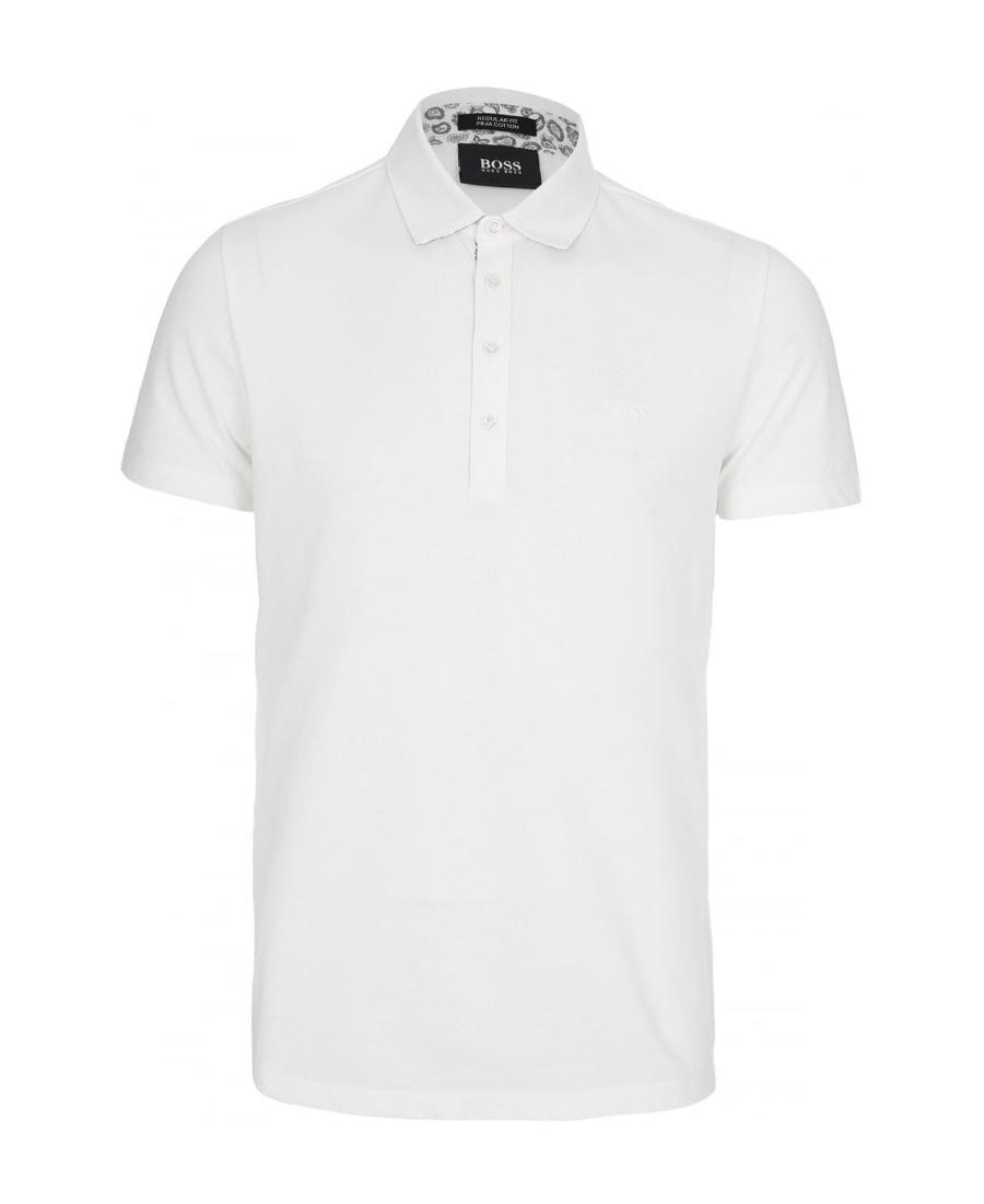 HUGO BOSS Logo Details Polo Shirt In White Product Image