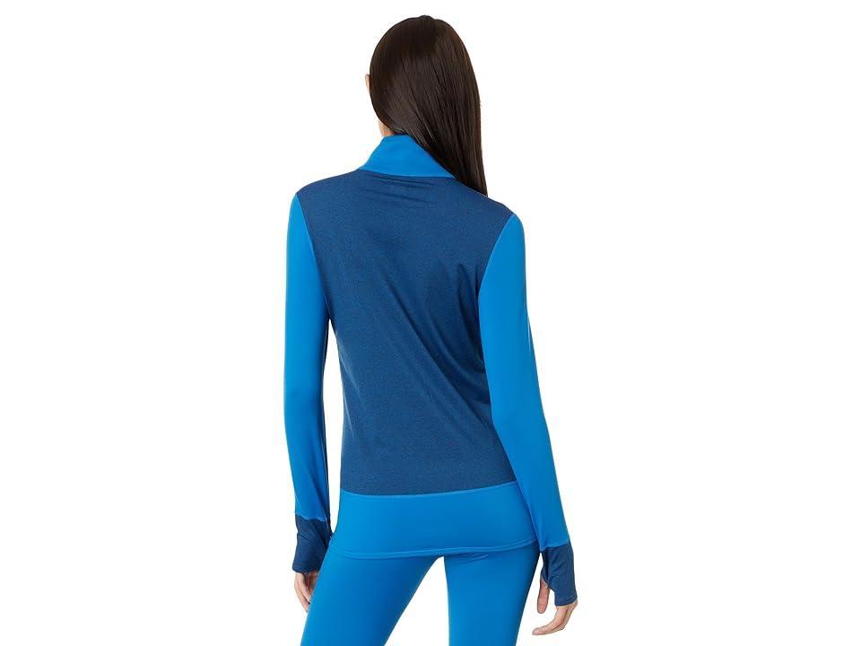 Hot Chillys Micro Elite Chamois Color-Block Zip-T Granite) Women's Clothing Product Image