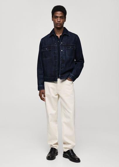 Mango Mens Pockets Detail Denim Jacket Product Image