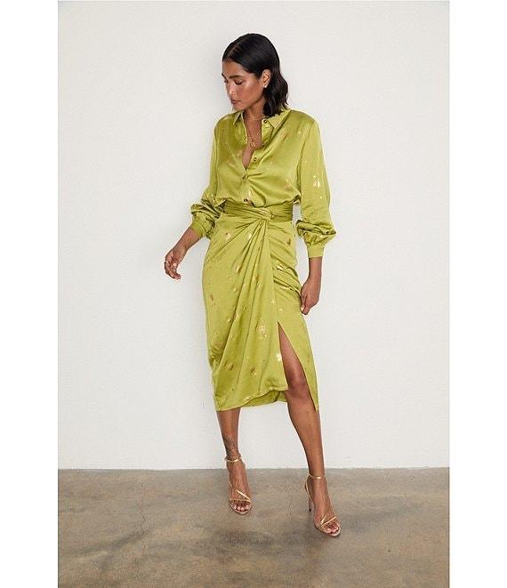 Never Fully Dressed Jaspre Lime Hearts Wrap Midi Skirt Product Image