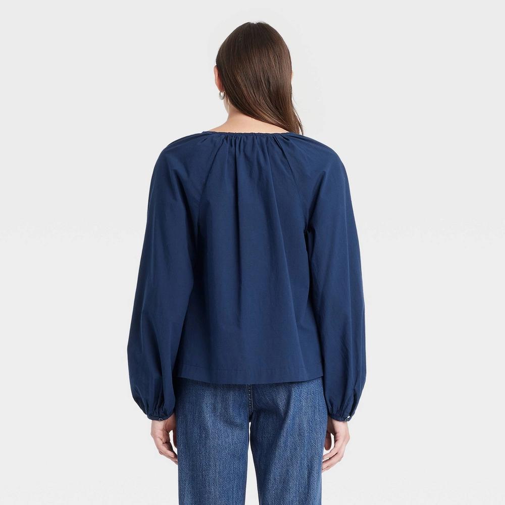 Womens Balloon Long Sleeve Blouse - Universal Thread Navy Blue M Product Image