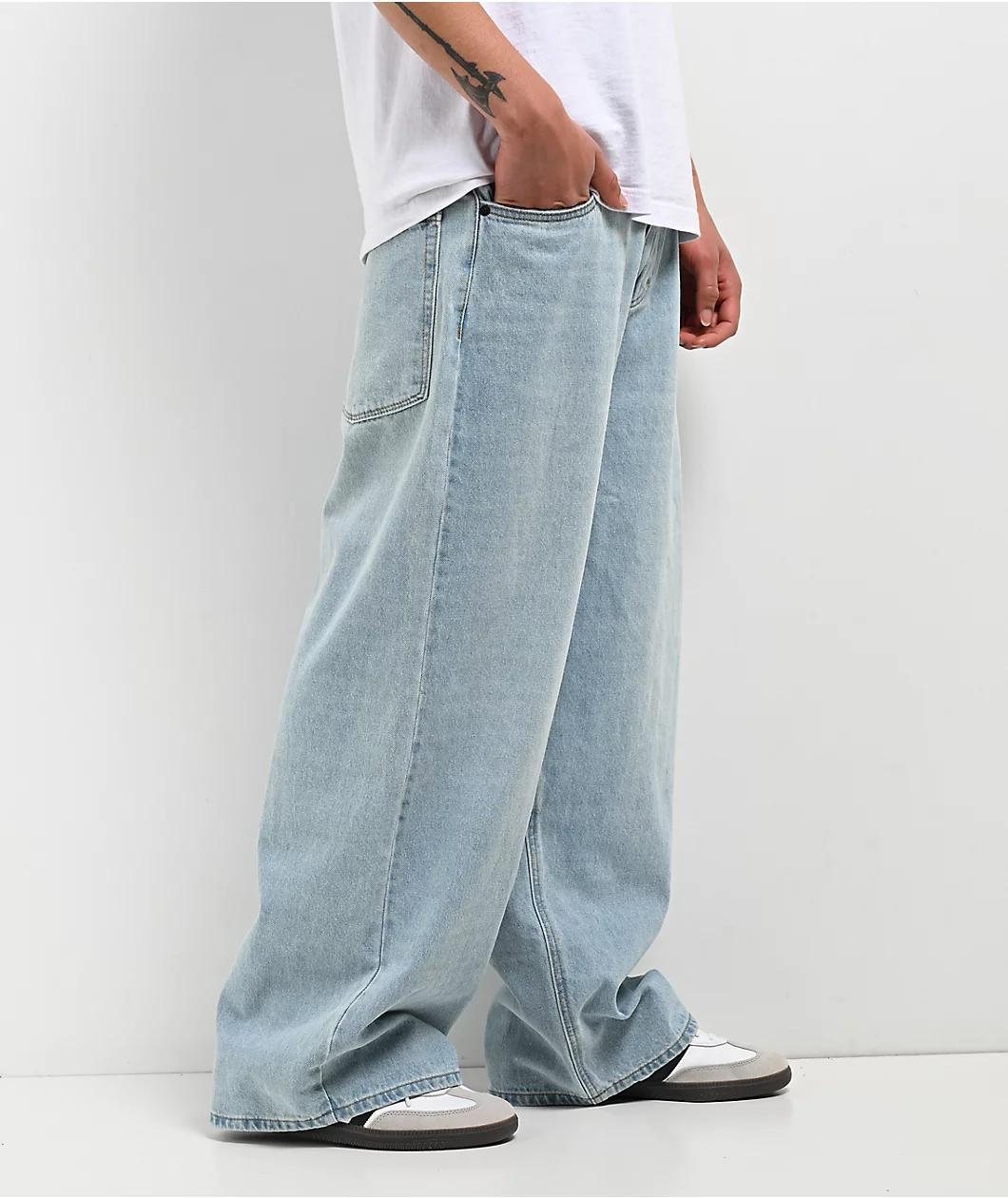 Empyre Ultra Wide Fit Colby Light Blue Wash Denim Skate Jeans Product Image
