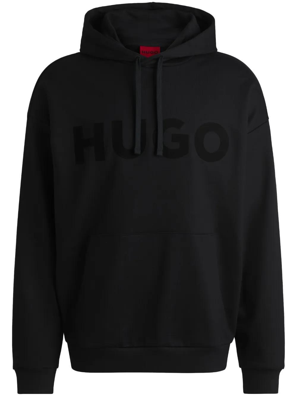 HUGO BOSS Oversize-fit Hoodie In Cotton Terry With Tonal Logo In Black Product Image