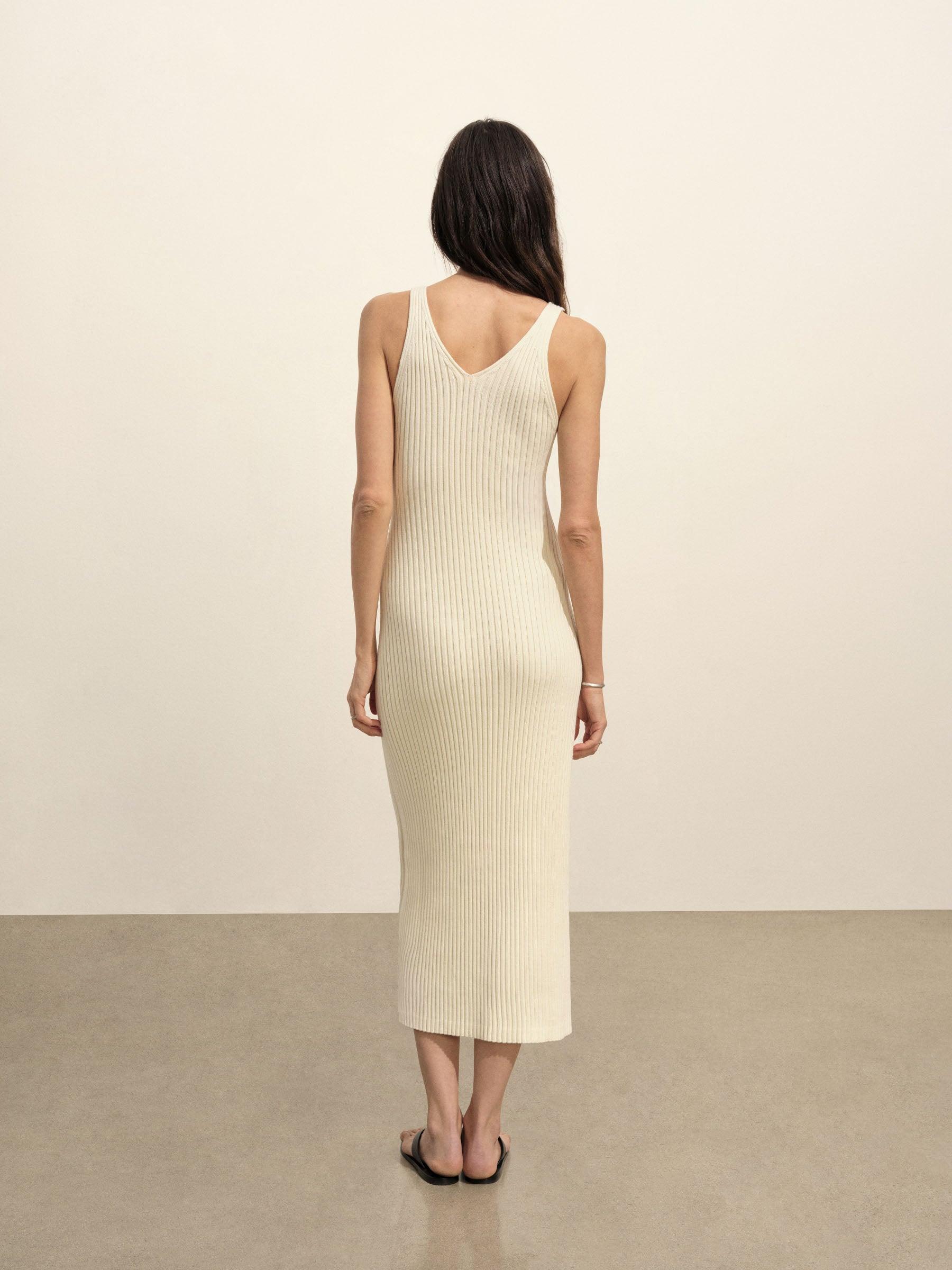 Natural Fluted Rib V-Neck Tank Dress Product Image