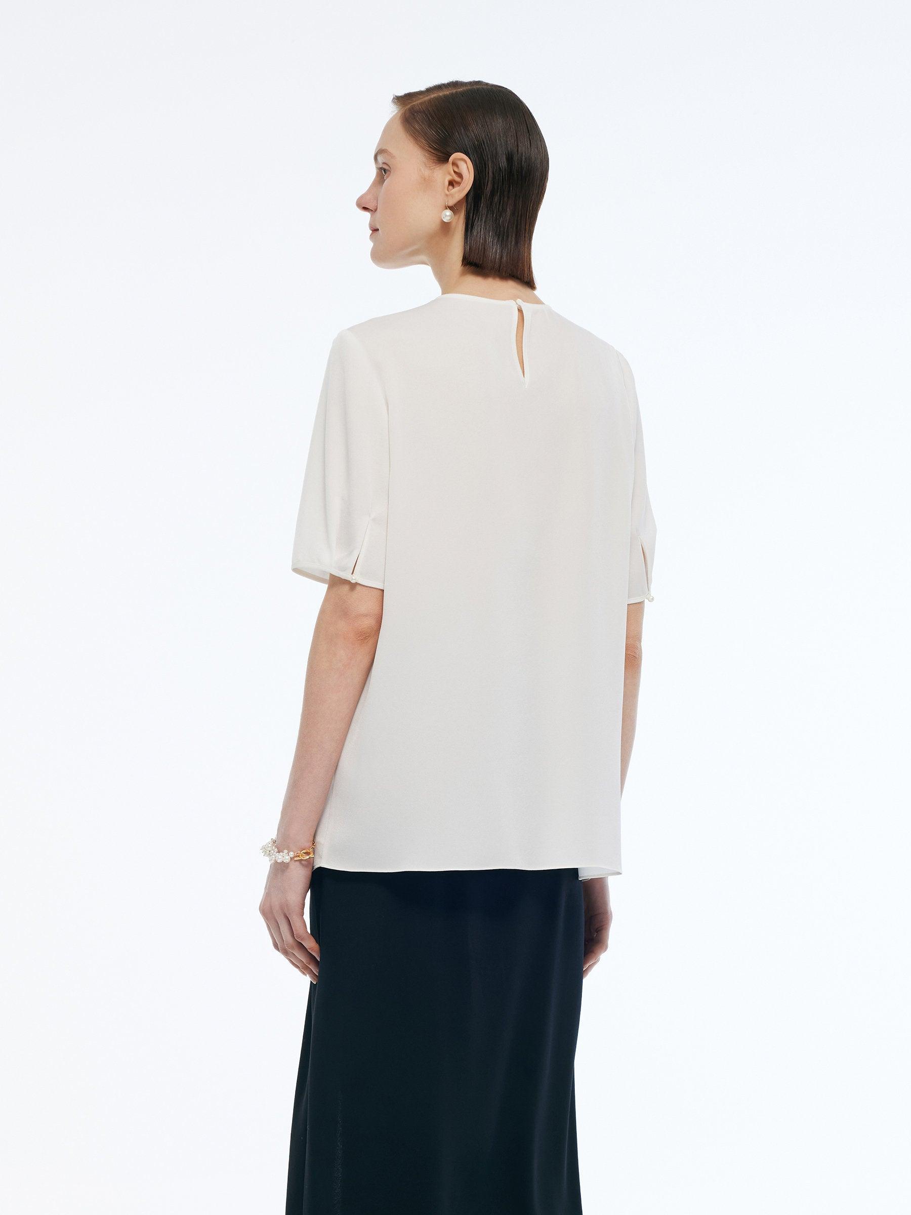 Acetate Blend Women Round Neck Blouse Product Image