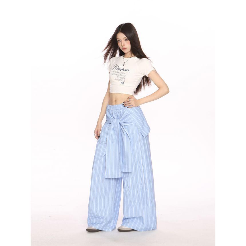 Mid Waist Striped Wide Leg Pants Product Image