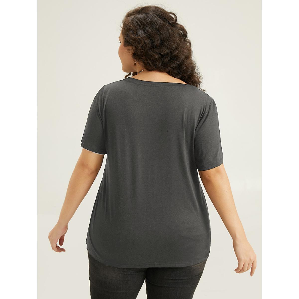 Plus Size Supersoft Essentials Halloween Print Crew Neck T-shirt Gray Women Casual Printed Halloween Festival-Halloween T-shirts BloomChic 26/4X Product Image