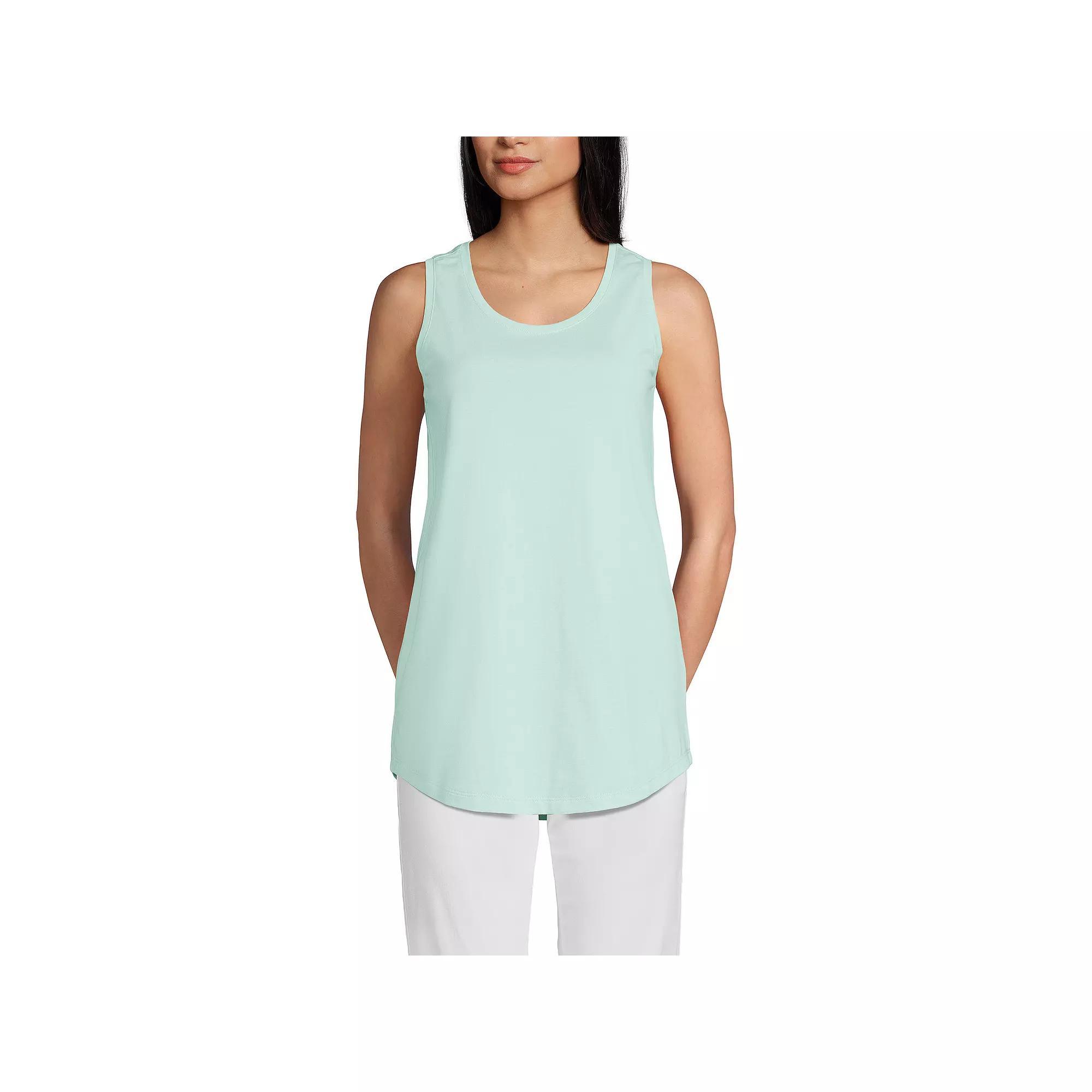 Petite Lands' End Supima Cotton Scoopneck Tunic Tank Top, Women's, Size: Medium Petite, Sunset Yellow Product Image