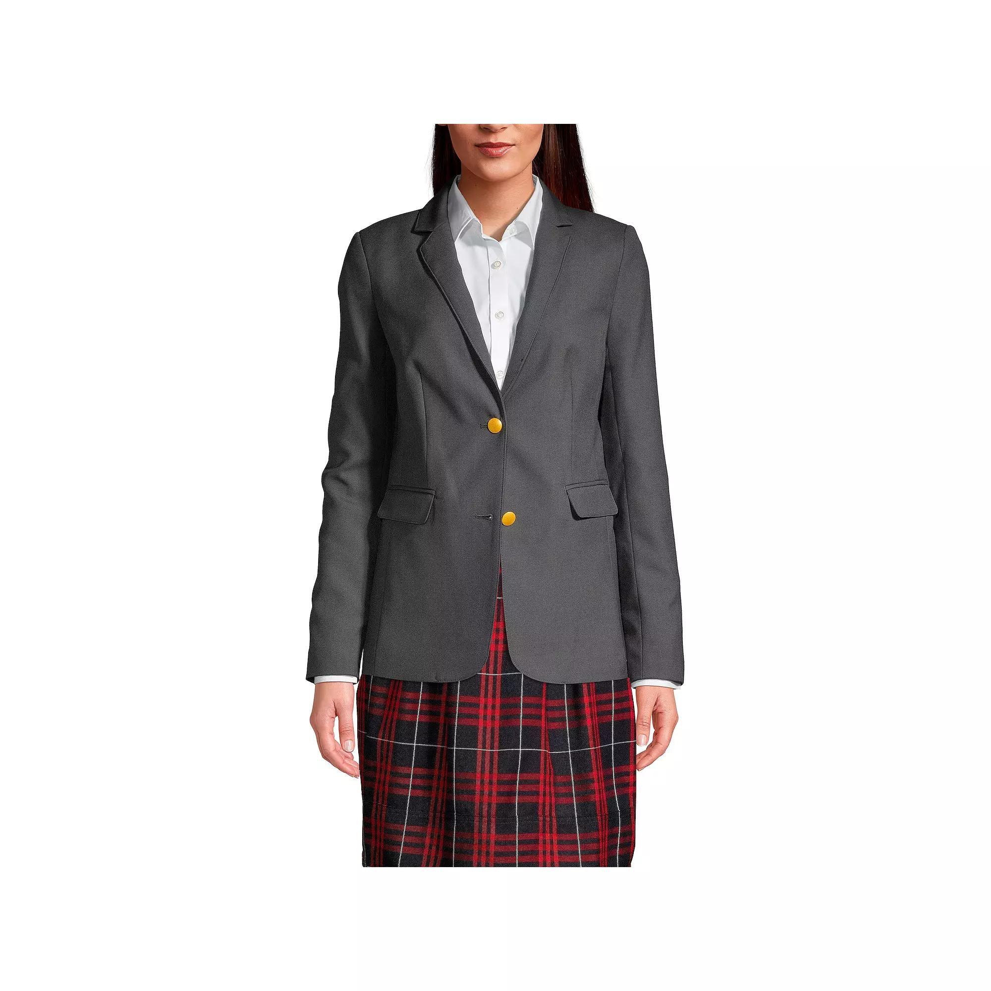 Women's Lands' End School Uniform Hopsack 2-Button Blazer Jacket, Size: 12, Deep Blue Product Image