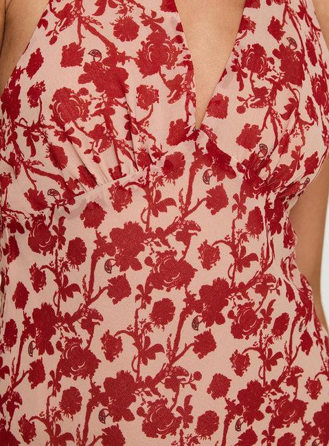 Neelia Mini Dress Red Floral Product Image