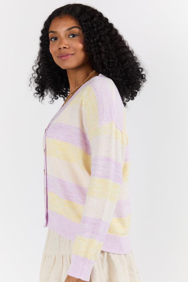 Simple Request Purple Multi Striped Cardigan FINAL SALE Product Image