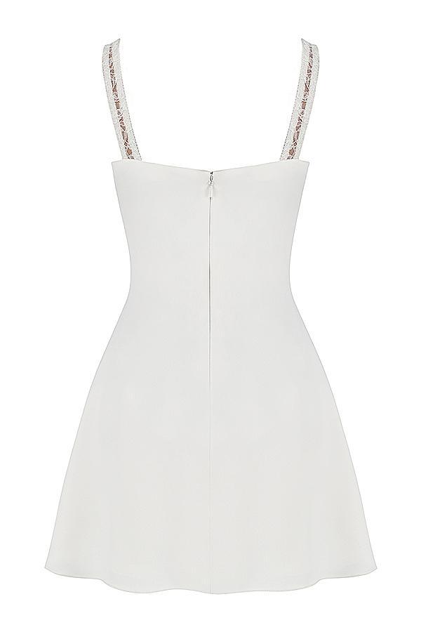 Cassandra Ivory Satin and Lace Mini Dress Product Image
