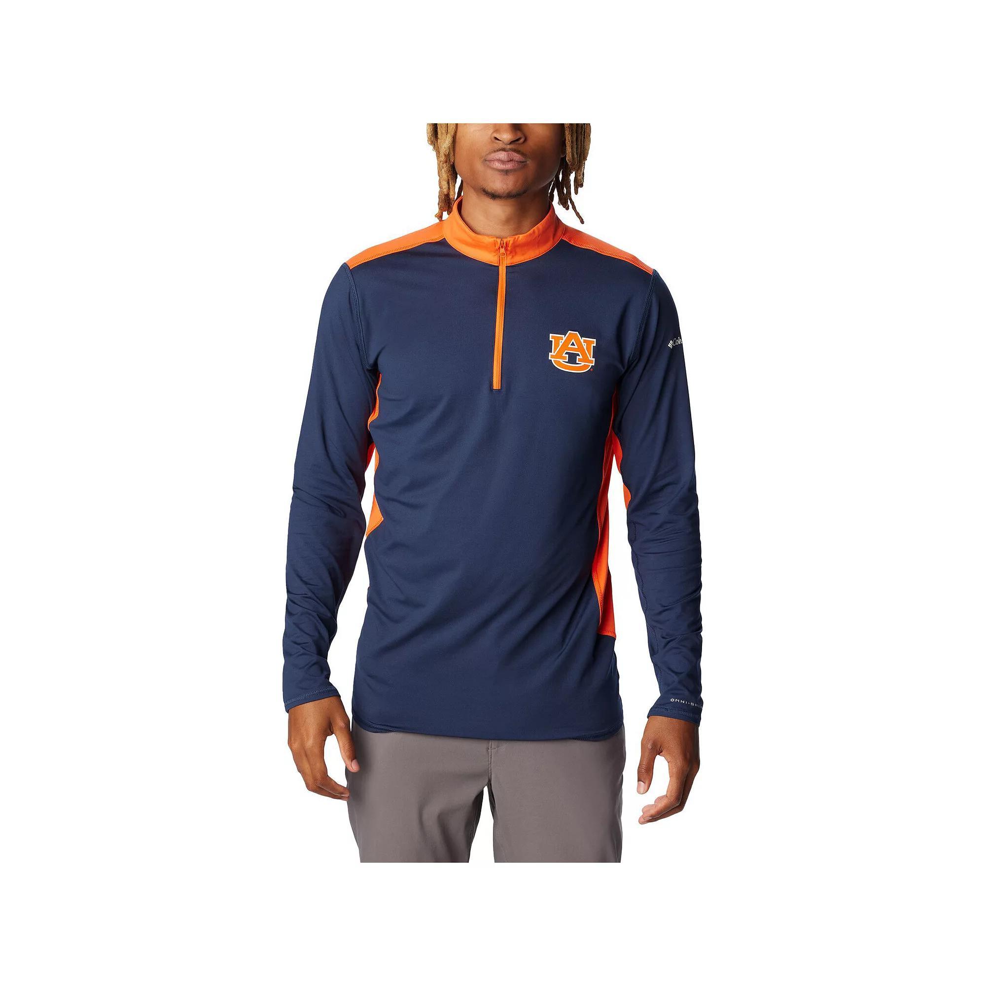Men's Columbia Navy Auburn Tigers Tech Trail™ Omni-Shade Quarter-Zip Top, Size: XL, Blue Product Image