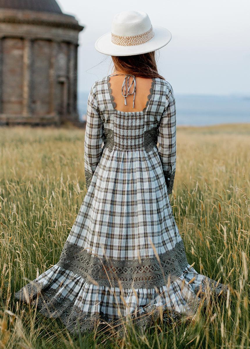 Rosi Dress in Smoke Blue Plaid Girls Product Image