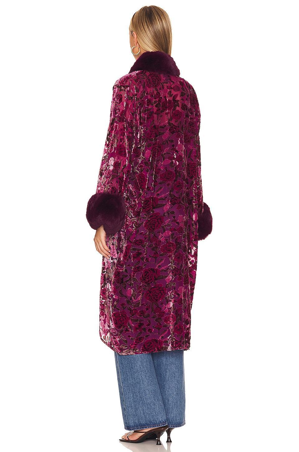 Burnout Velvet Faux Fur Coat Adrienne Landau Product Image