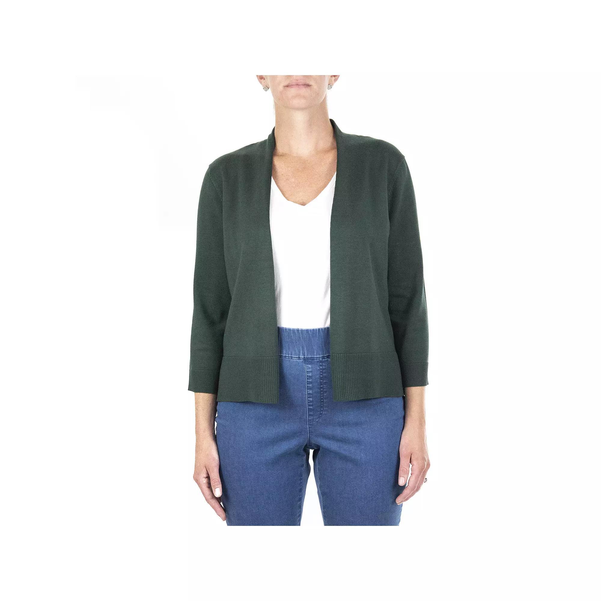 Women's Nina Leonard Classic Open-Front Bolero Cardigan, Size: Large, Julep Green Product Image