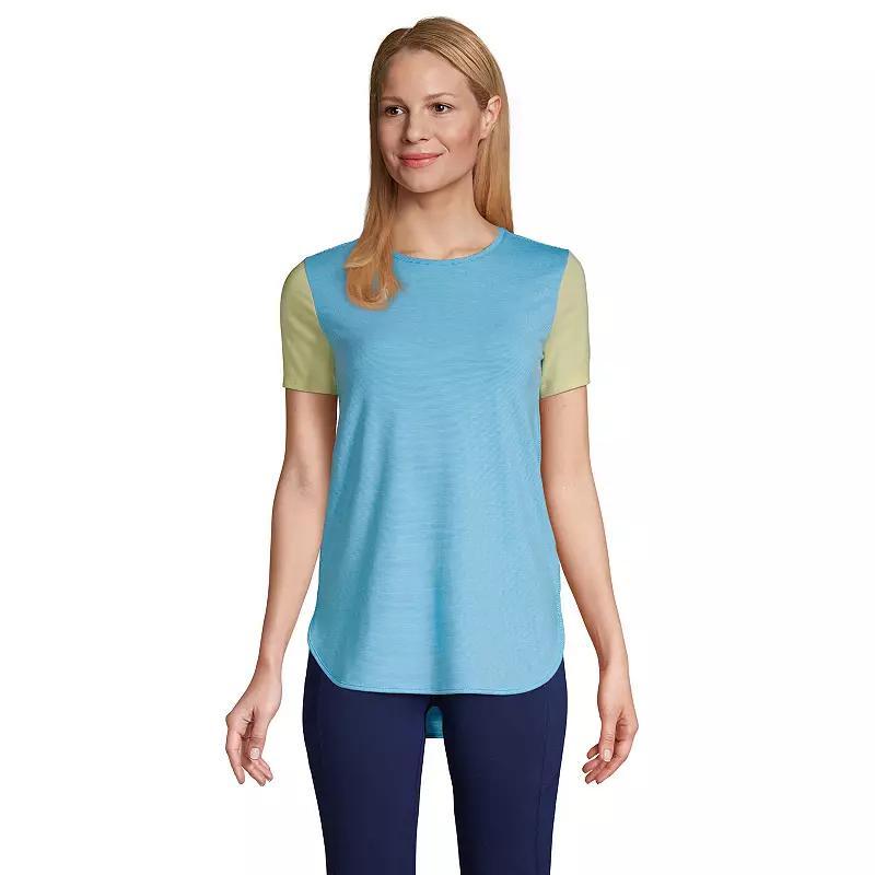 Petite Lands' End Moisture-Wicking UPF 50 Tunic Tee, Women's, Size: Small Petite, Blue Surf Pinstripe Product Image